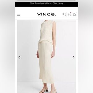 VINCE Pleated Satin Straight Pull-On Skirt NWT